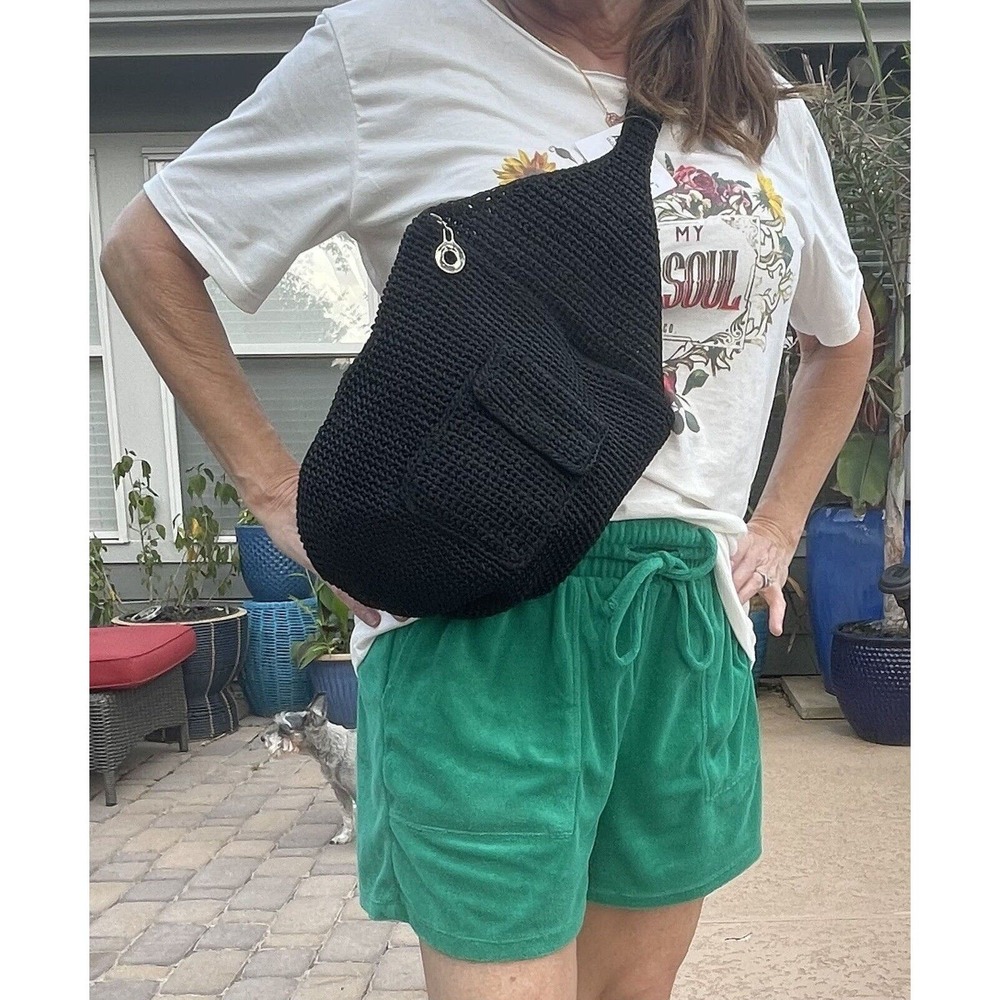 American Golden Handbag Black Knit Crossbody. NEW With Tag!
